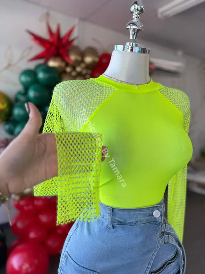 Neon Mesh Blouse