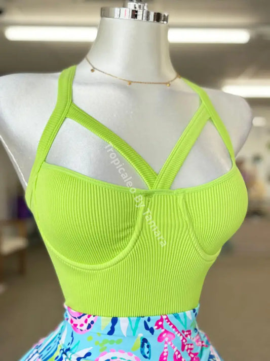 Neon Ribbed Bustier Crop Top