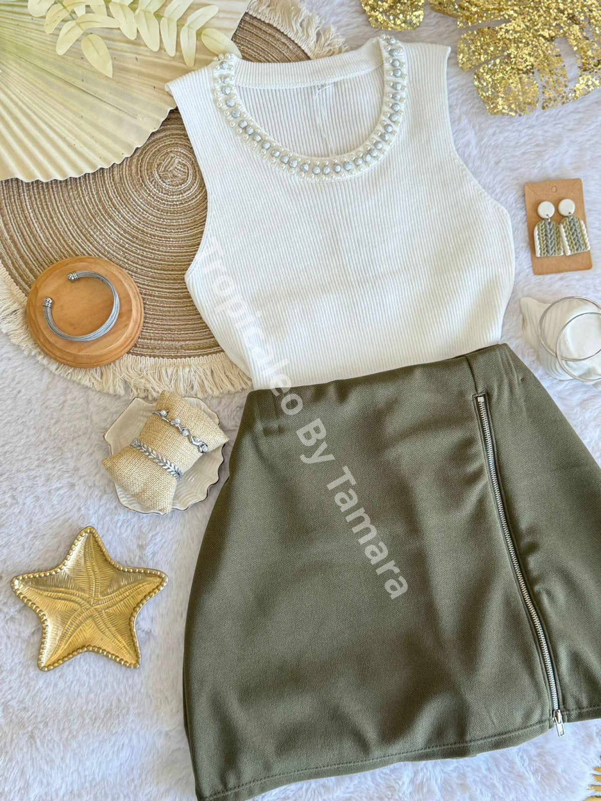 Olive Zip-Up Skort