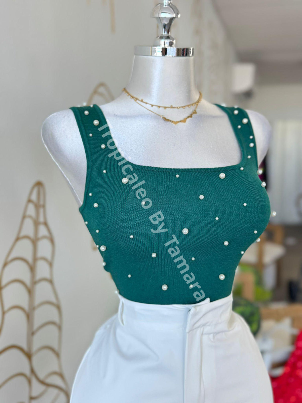 Pearl Glow Crop Top Large / Verde