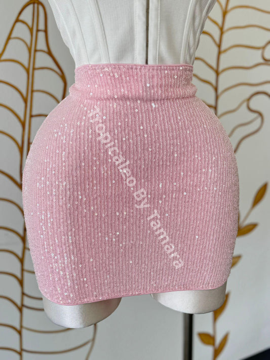 Pink Sparkle Mini Skirt (Falda)