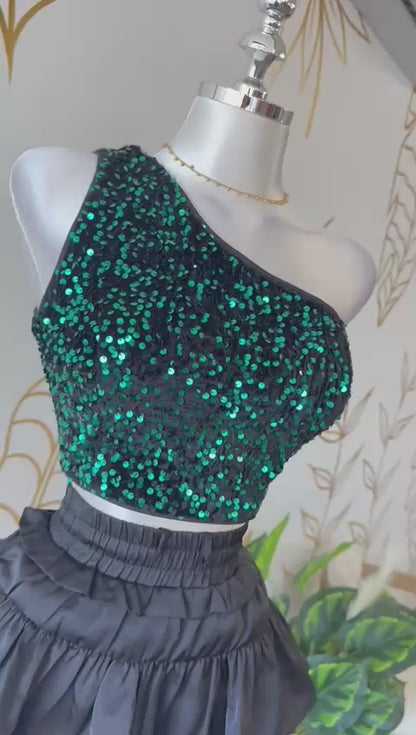 Emerald Sparkle Crop Top
