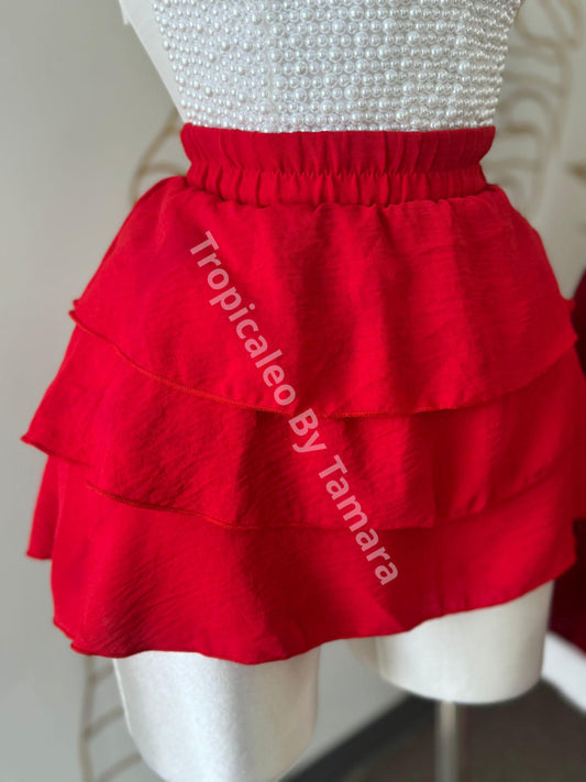 Red Ruffled Skort