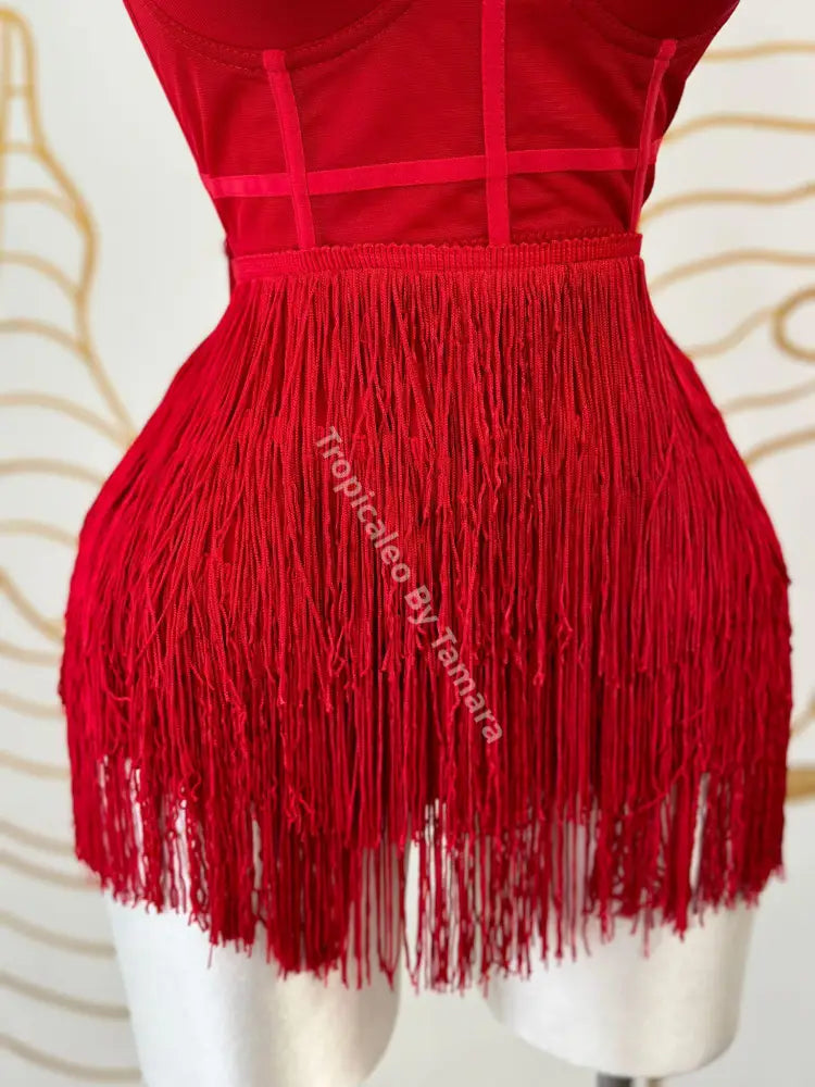 Ruby Cascade Fringe Skort