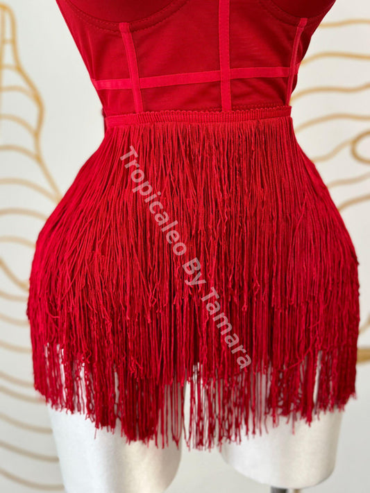 Ruby Cascade Fringe Skort