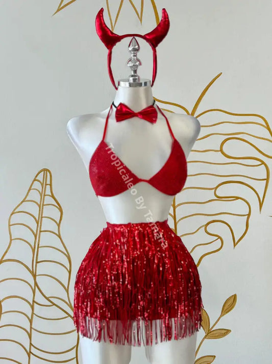 Ruby Rhinestone Halter Bralette