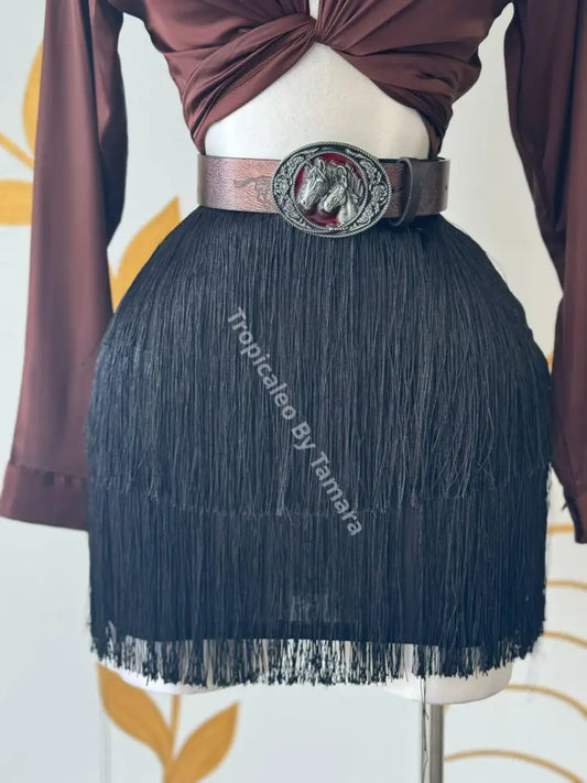 Ruched Fringe Mini Skirt (Falda)