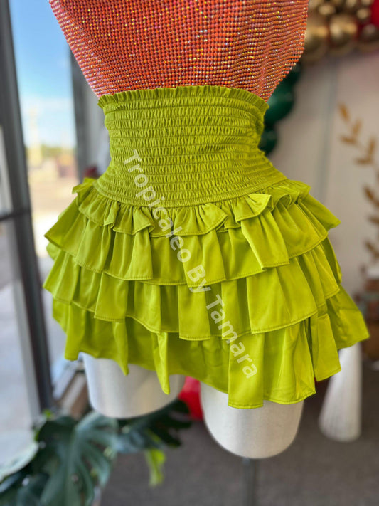 Ruffled Satin Skort