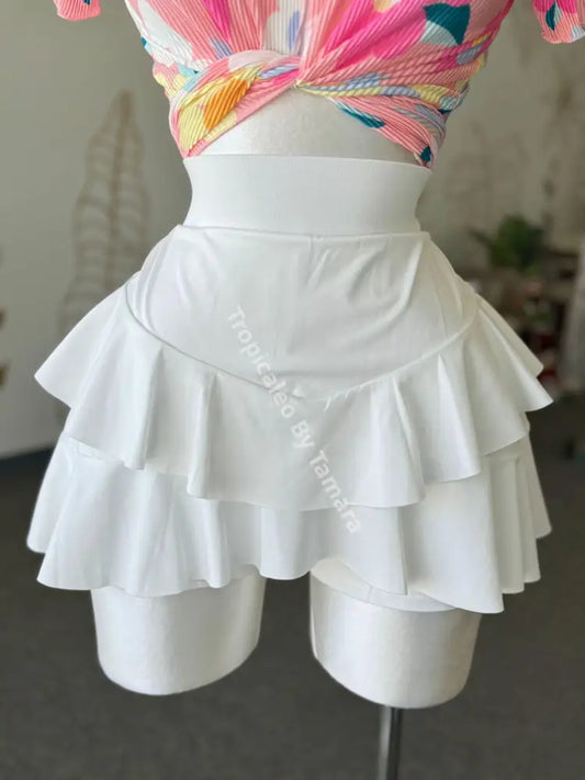 Ruffled White Skort