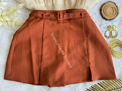 Rust Belted Skort