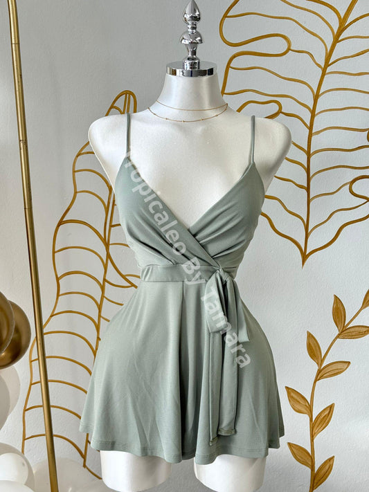 Sage Whisper Wrap Romper