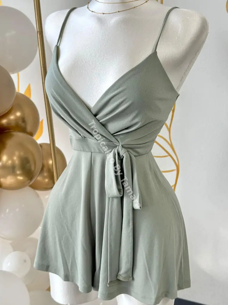 Sage Whisper Wrap Romper