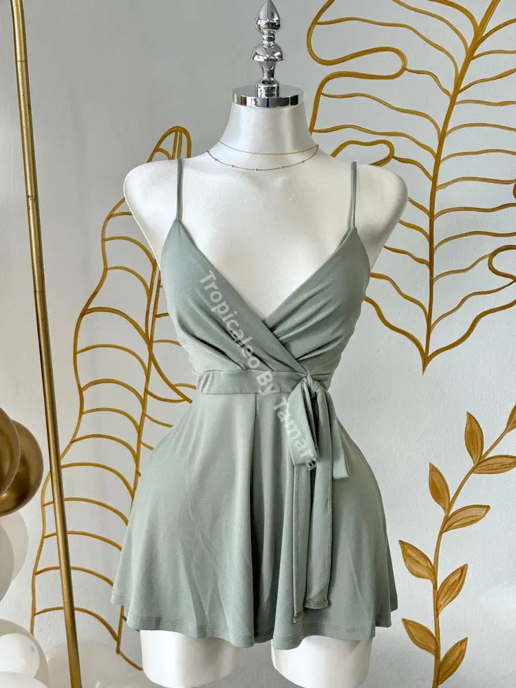 Sage Whisper Wrap Romper