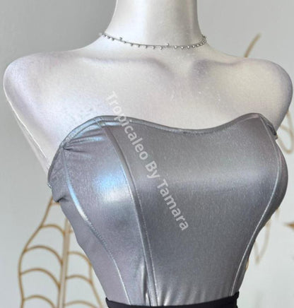 Silver Shine Crop Top Small