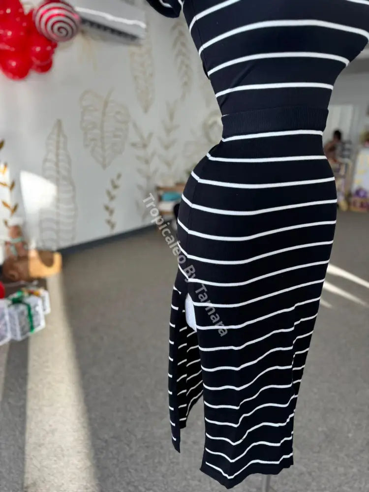 Striped Knit Midi Set