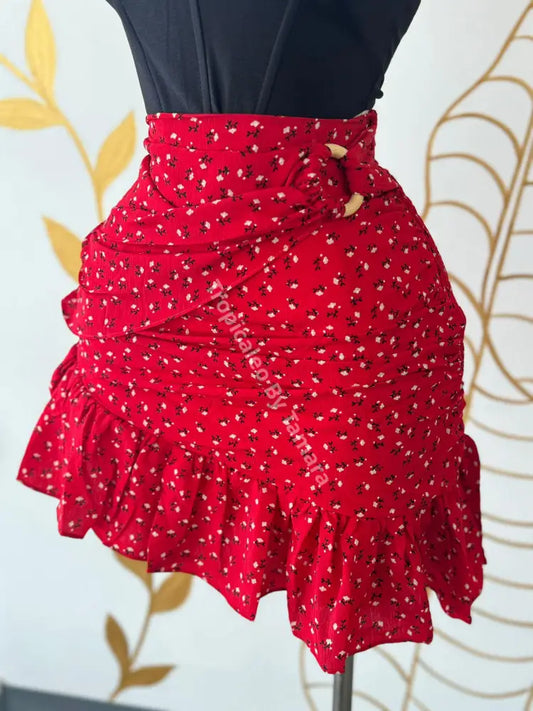 Sweet Red Wrap Skirt (Falda)