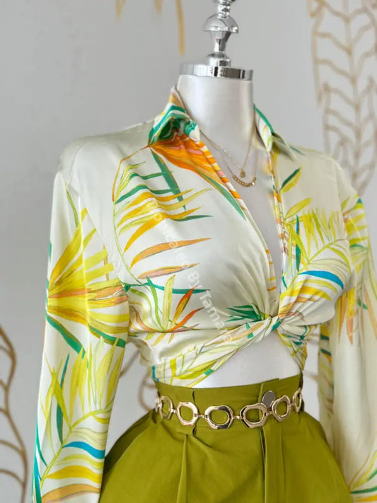 Tropical Breeze Twist-Front Blouse