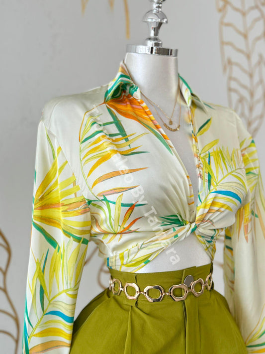 Tropical Breeze Twist-Front Blouse