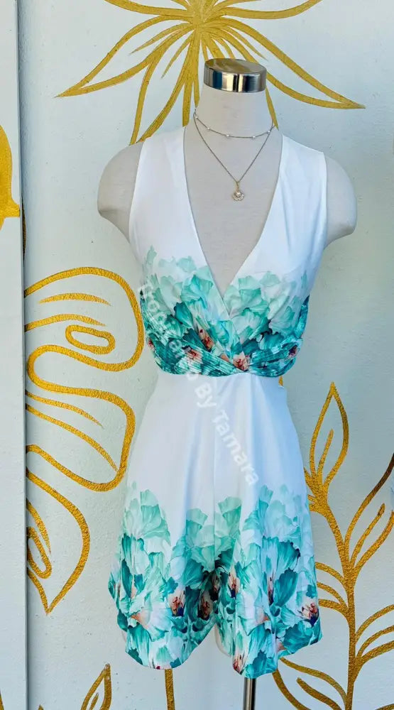 Turquoise Bloom Wrap Romper