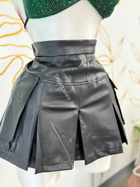 Versatile Faux Leather Skort