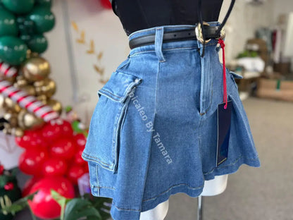 Vibrant Denim Mini Skirt (Falda)