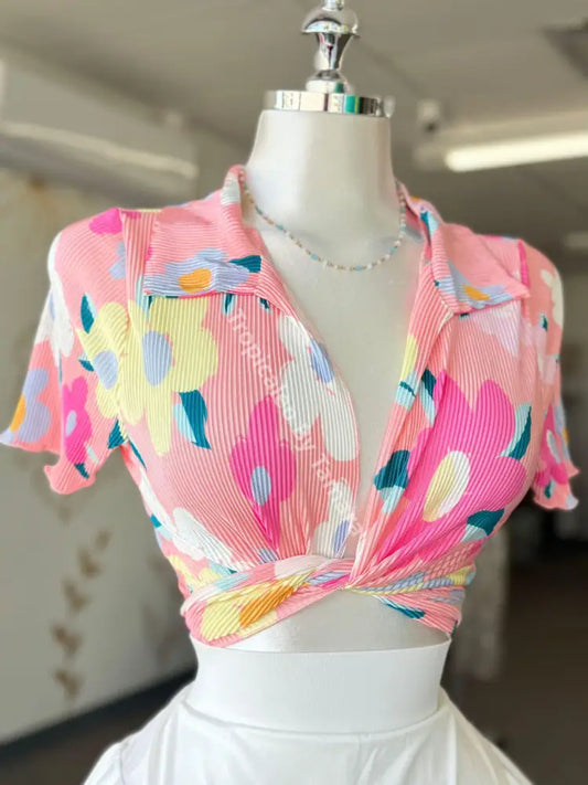 Vibrant Floral Wrap Top