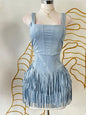 Western Fringe Dress Medium / Azul