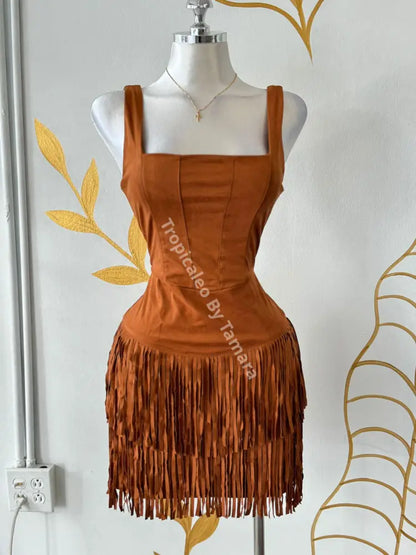 Western Fringe Dress Xlarge / Terracota